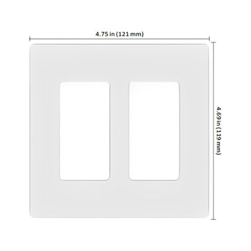 Lutron Claro 2-Gang Wallplate, Screwless Designer Style, Gloss Finish